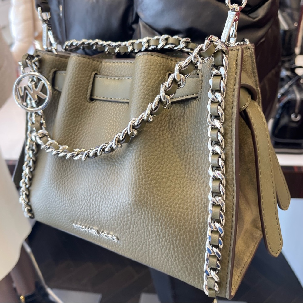 MICHAEL KORS Mina Small Chain Convertible Crossbody XBody Bag
Olive Belted NWT